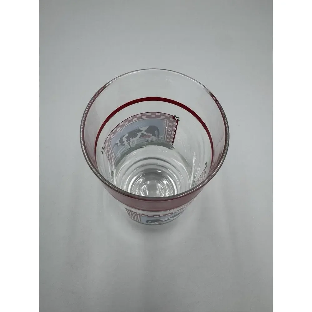 Vintage Fannies Farm Cow Glass Tumblers Set of 4 Glasses Farmhouse Kitchen USA
